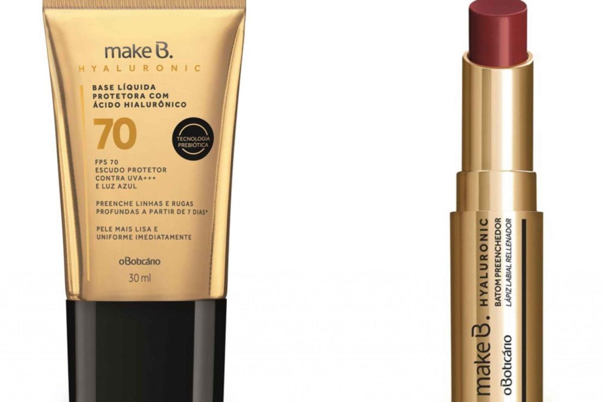 A Base Protetora Make B. Hyaluronic e o Batom Preenchedor Hyaluronic contam com formulação tecnológica que alia proteção e preenchimento de linhas (Divulgação)