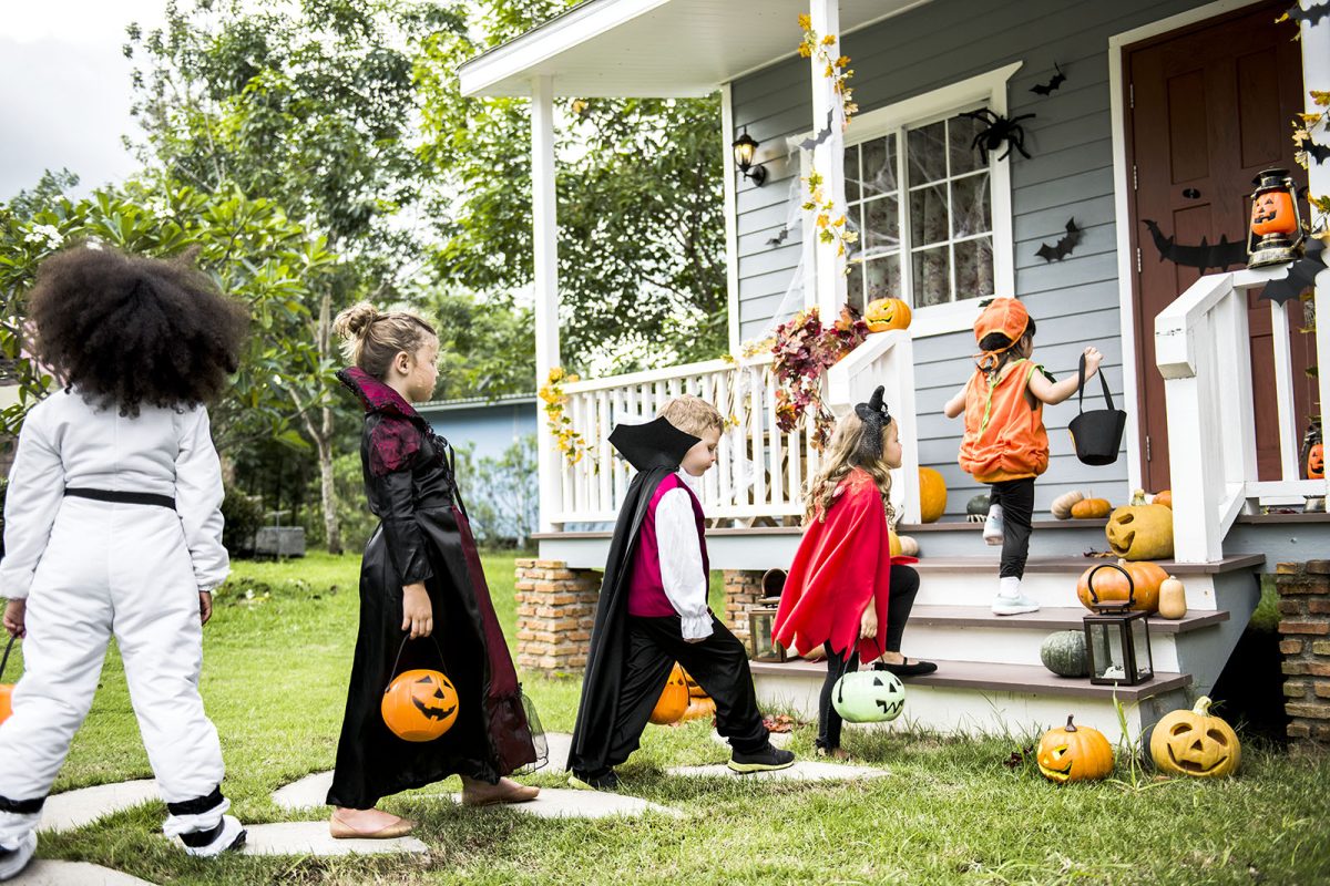Little children trick or treating