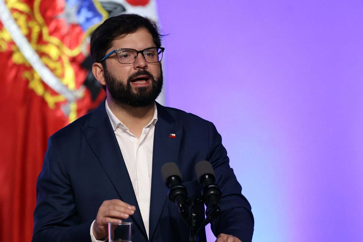 Presidente do Chile durante palestra na UnB